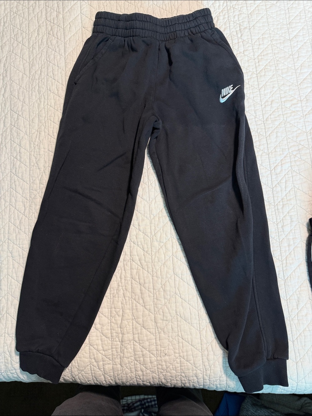 Nike Black Kids Fleece Joggers with White Swoosh